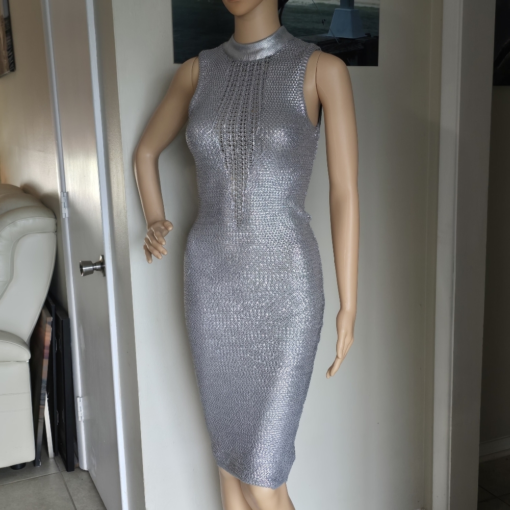 Silver Knit Dress SZ Small